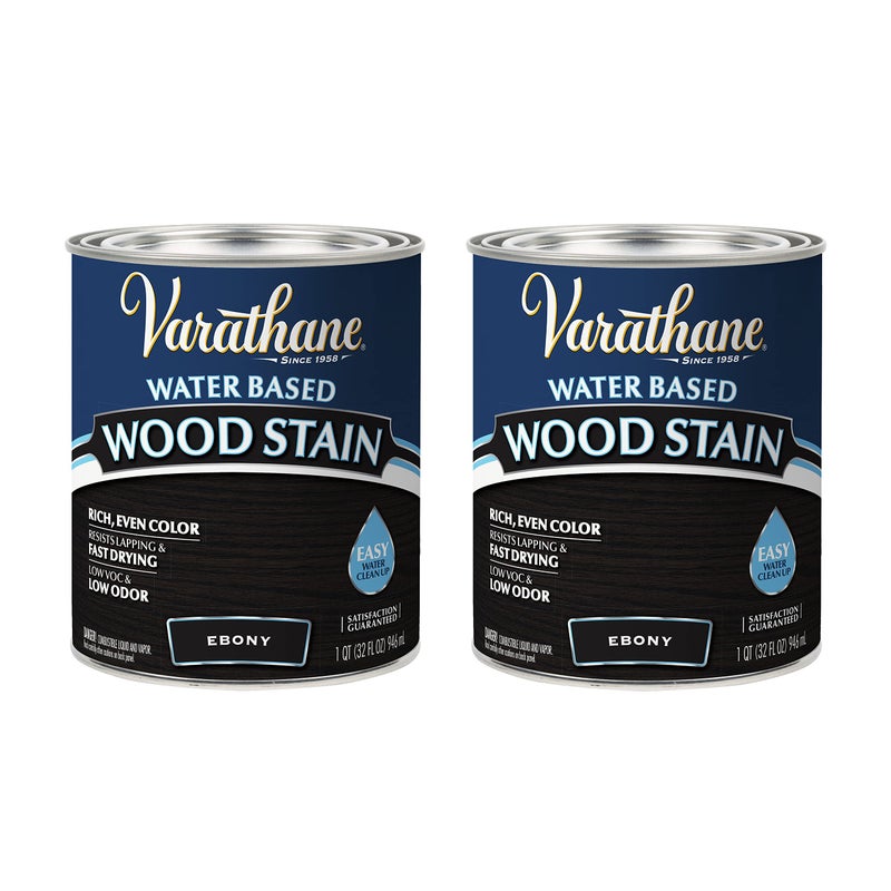 Varathane 381120-2PK Water Based Wood Stain, Quart, Ebony, 2 Pack - Image 1